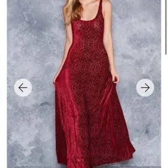 Blackmilk Burned Velvet Wine Maxi Dress size L - Picture 2 of 2
